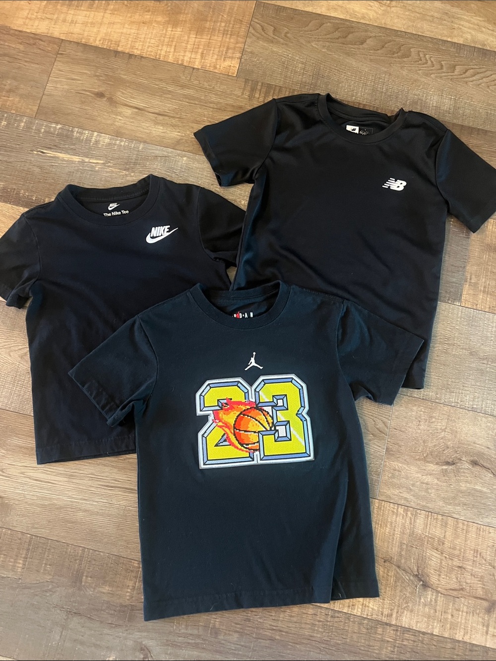 Nike, Jordan & New Balance Kids Black Athletic Tee Bundle